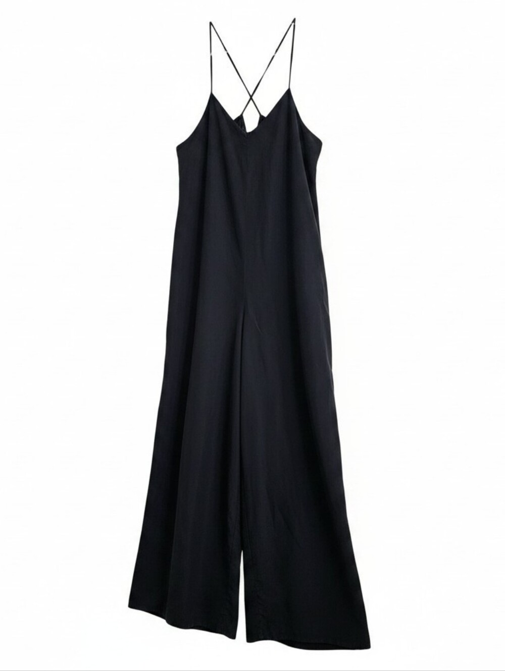 Zara Black Wide Leg Cami Jumpsuit Oversized Crisscross Back Wide Straps Small